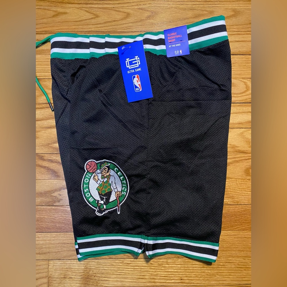 Ultra NBA Active Mesh black Basketball Shorts 8” Boston Celtics New! Men’s Sz